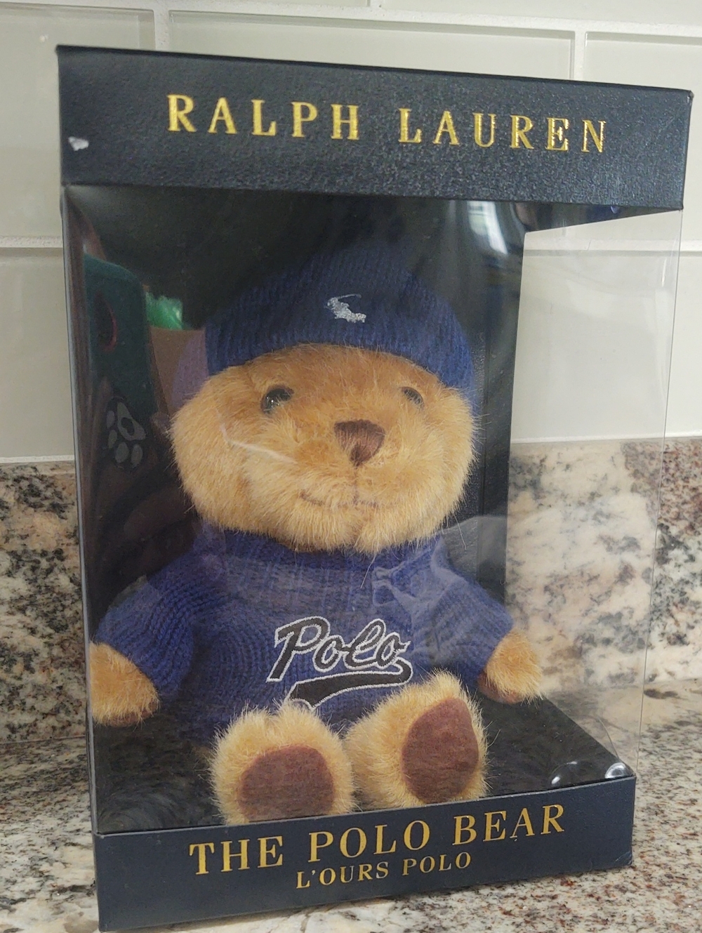 Ralph Lauren Polo Bear in Blue Knit Sweater & Beanie